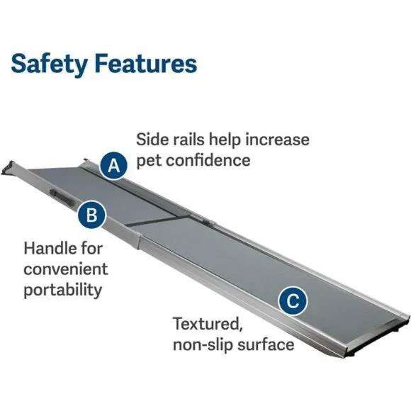 Deluxe Telescoping Pet Ramp, X-Large,47 in.-87 in.,Portable Lightweight Aluminum